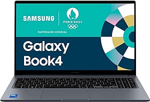 Samsung Galaxy Book4 Ordinateur portable 15.6'', Intel Core 7, 16Go RAM 512Go SSD Intel Graphics, Gris Anthracite, clavier AZERTY FR