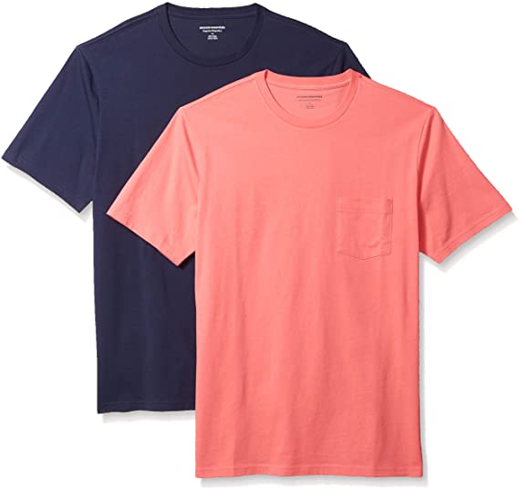 Amazon Essentials Men's 2-Pack Slim-Fit Short-Sleeve Crewneck Pocket T-Shirt