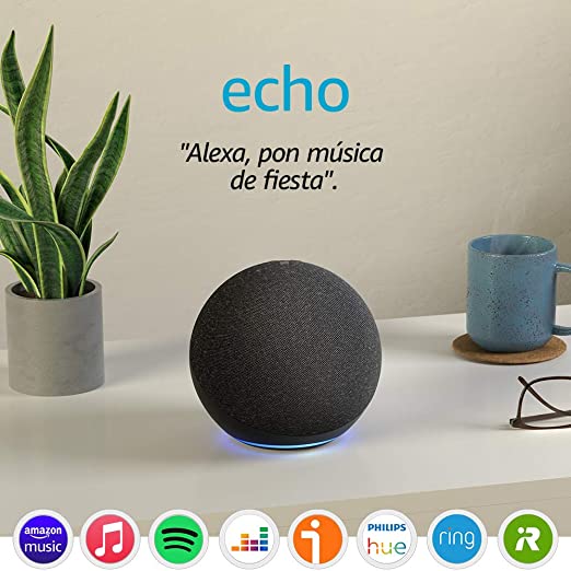 Echo (4.ª generación) | Sonido de alta calidad, controlador de Hogar digital integrado y Alexa | Antracita