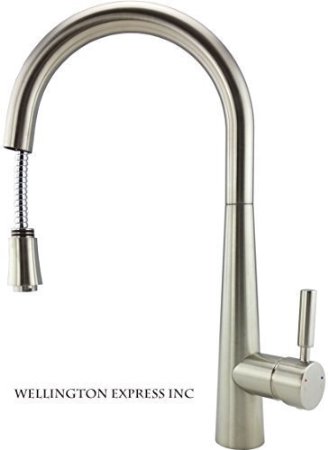 Wellington 1889 Bn Pull Out Kitchen Sink Faucet Single Handle Single Hole Deck Mount Swivel Spout Brushed Nickel