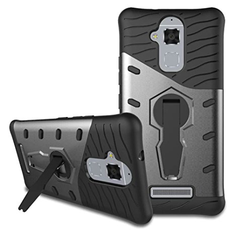 Asus ZenFone 3 Max ZC520TL Case, Starhemei Slim Cool Design Double Hybrid Armored Shell Armor Series 360 Degree Adjustment Bracket Shockproof Case Cover For Asus ZenFone 3 Max 5.2 Inch (Armor-Gray)