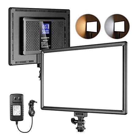 Neewer LED Video Light, Camera Camcorder Photo Light Panel with LCD Display Built-in Lithium Battery Dimmable 3200K-5600K CRI 95  Ultra-Thin Soft Lighting for Portraits Shooting YouTube Video