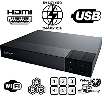 SONY BDP-S3700 High Res Audio - Built-in WiFi - Multi System Region Free Blu Ray Disc DVD Player