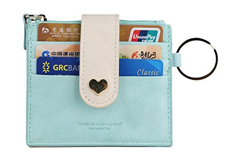 Artmi Womens Card Holder RFID Blocking Card Case Girls Wallet Cute Cards Protector with Key Ring
