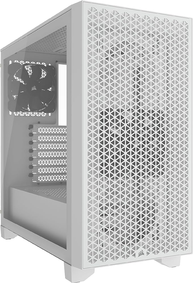 Corsair 3000D AIRFLOW Mid-Tower PC Case – 3-Pin Fans – Four-Slot GPU Support – Fits up to 8x 120mm Fans – High-Airflow Design – White