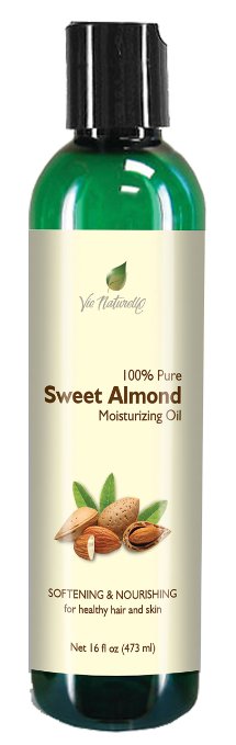 Sweet Almond Oil for Skin, Hair, Massage, & Cooking - 100 % Pure Hexane Free - No Fillers, Dyes or Artificial Ingredients of Any Kind - 16 Fl Oz
