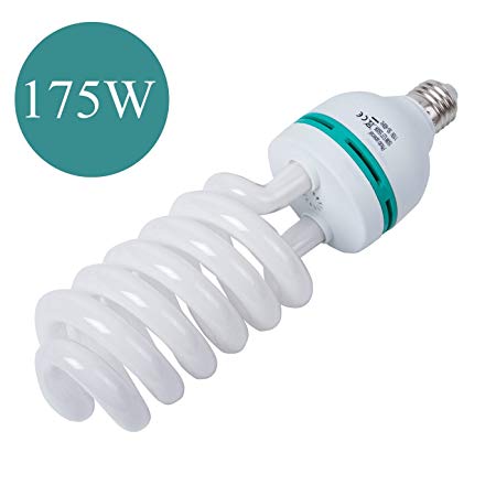 175W Photography Compact Fluorescent CFL Daylight Balanced Bulb with 5500K Color Temperature for Photography & Video Studio Lighting