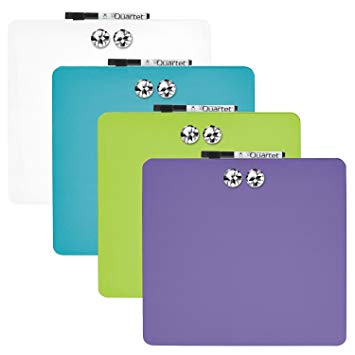 Quartet Tin Square Magnetic Whiteboards, 11.5-Inch x 11.5-Inch, Assorted Colors, 6 Pack (TSQ1212)