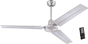 Westinghouse Lighting 7238100 Jax, Modern Industrial Style Ceiling Fan with Remote Control, 56 Inch, Brushed Nickel Finish