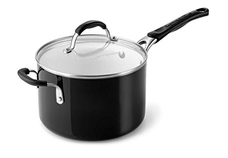 Calphalon Ceramic Nonstick Cookware Sauce Pan, 4 qt., Black