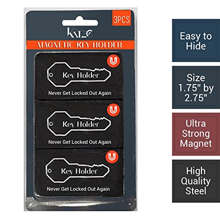 Magnetic Hide a Key Holder, Fits 3” Inches Long Keys, Extra Super Strong Magnet, Good for Extra Spare Car Key, House Key, Warehouse Key, 100% Safe Compartment, (Pack of 3pc) - By Katzco