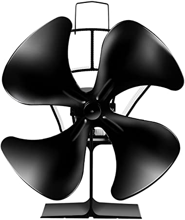 COSTWAY 4-Blade Stove Fan, Multi-Function Fuel Heat Powered Fan, Saving Wood Burning Eco Fan for Wood/Log Burner/Fireplace/Laptop Computer with Micro USB Cord Black