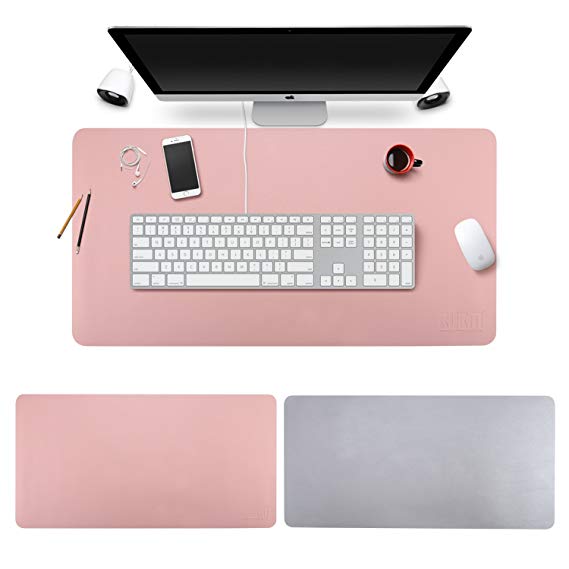 Desk Pad Mouse Pad/Mat - BUBM Large Gaming Mouse Pad Desktop Pad Protector PU Leather Laptop pad for Office and Home,Waterproof and Smooth,2 Year Warranty(31.5'' 15.7'',Pink Silver)