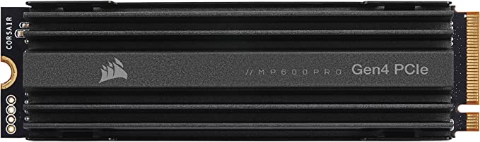 Corsair MP600 PRO 2TB M.2 NVMe PCIe x4 Gen4 SSD (Up to 7,000MB/sec Sequential Read & 6,550MB/sec Sequential Write Speeds, High-Speed Interface, 3D TLC NAND, Built-in Heatspreader) Black