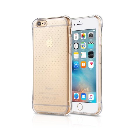 Cozyswan Transparent Shock-Resistant TPU Air Cushion Case Cover Bumper for iPhone 66s 47 with Tempered Glass Screen Protector