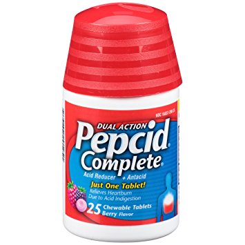Pepcid Complete Acid Reducer   Antacid with Dual Action, Cool Mint, 25 Chewable Tablets