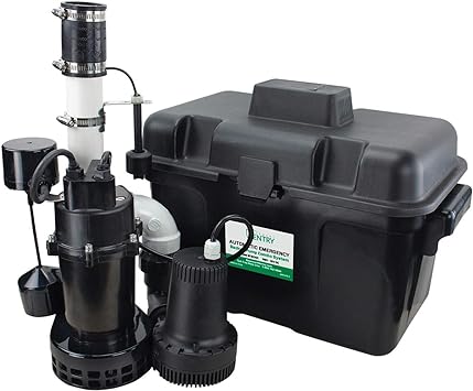 Basement Sentry Battery Backup Sump Pump System Combo (Pre-Assembled) Primary Sump Pump and Battery Back-up Pump, Controller, Alarm System, Charger, Float Switch and Battery Box