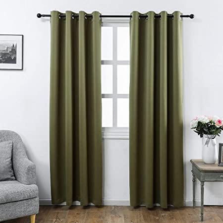Mangata Casa Blackout Curtains 2 Panels with Grommets for Bedroom,Darking Window Curtains for Living Room, (Olive 52x96inch