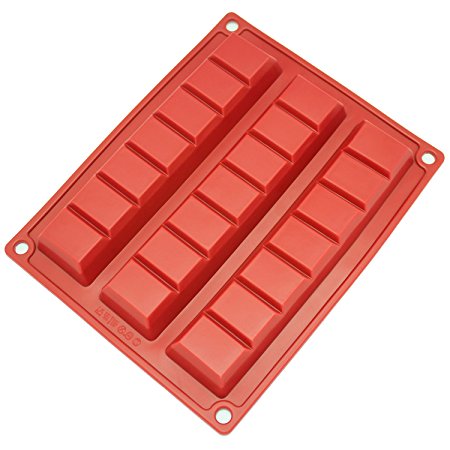 Freshware CB-801RD 3-Cavity Silicone Mold for Making Break-Apart Chocolate Chunks, Protein and Energy Bites, and More