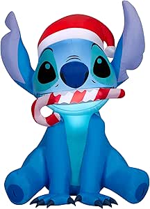 Gemmy Christmas Inflatable Stitch in Santa Hat, 3 ft Tall, Multi