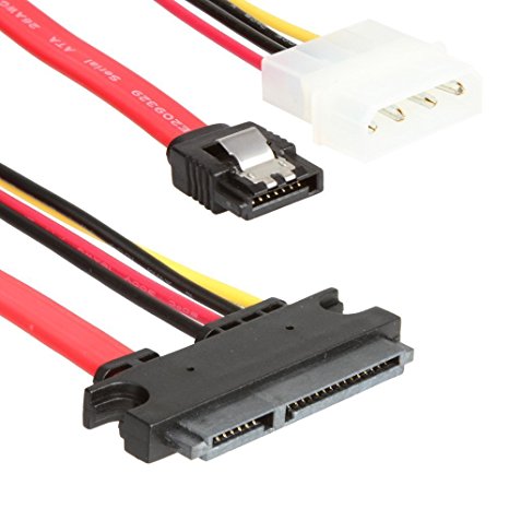 WonderfulDirect 22 Pin SATA ATA Data and Power Combo Cable (SATA22Pin TO data Power)