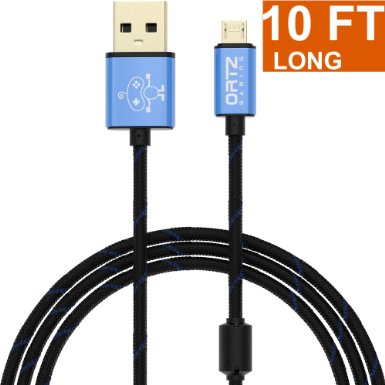 Ortz 10-Feet PS4 Charging Cable [RAPID CHARGE] for Controller - 3M Micro USB [Extra Strong] - Premium Quality - Lead for PlayStation & Android Phones - Best Micro USB Data Charger Cable [Gold Plated]