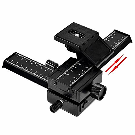 SHOOT 4 Way Macro Focusing Rail Slider for Close-up Shooting for Canon Sony Pentax Nikon Olympus Samsung and other Digital Camera with 1/4" Screw Hole