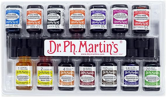 Dr. Ph. Martin's Synchromatic Transparent Water Color, 0.5 oz, Set of 14 (Student Art Set)