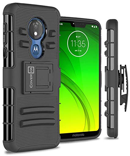 CoverON Kickstand Belt Clip Explorer Series for Motorola Moto G7 Power/Moto G7 Supra/Moto G7 Optimo Maxx (XT1955DL) Holster Case, Black