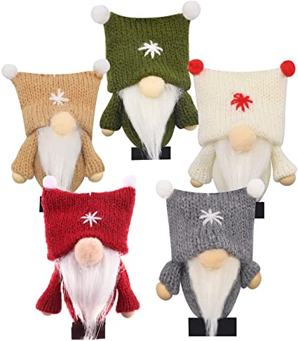 Mummed Christmas Gnomes Decorations, Swedish Gnome Ornaments, Stuffed Gnomes for Christmas Home Decor, Scandinavian Santa Gnome Christmas Tree Hanging, Christmas Gnomes Plush （5 Pack）