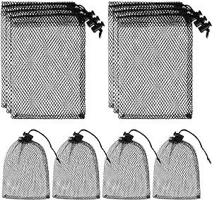 Sliverdew 10PCS Small Mesh Bags Drawstring Black Nylon Mesh Drawstring Bag Mini Mesh Pouch Bag Nylon Net Bags with Drawstrings Small Travel Stuff Bags Sacks 6 x 8 inch