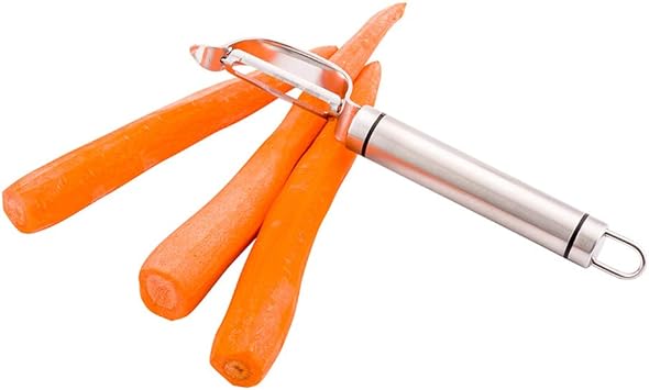 Restaurantware Met Lux 7.5 Inch Vegetable Skin Peeler, 1 Double-Sided Carrot Peeler - Non-Slip Grip, Hanging Loop, Stainless Steel Potato Peeler, Dishwasher-Safe, For Apples & Cucumbers