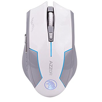TENMOS Computer Wireless Gaming Mouse Rechargeable Optical USB Silent Mouse for Mac/PC/Laptop (White)