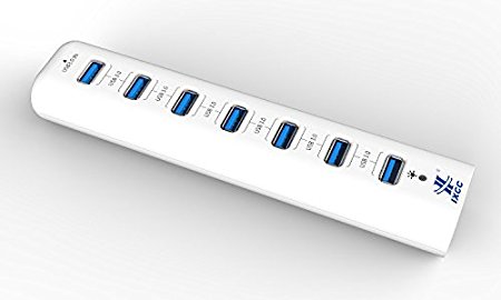 iXCC ® 7 Port USB 3.0 Hub (VIA VL812 Chipset and Latest Firmware v9080 with Linux, OS X, and Windows support and full USB 2.0 backwards compatibility, 5V/2-Amp External Power Adapter Included)