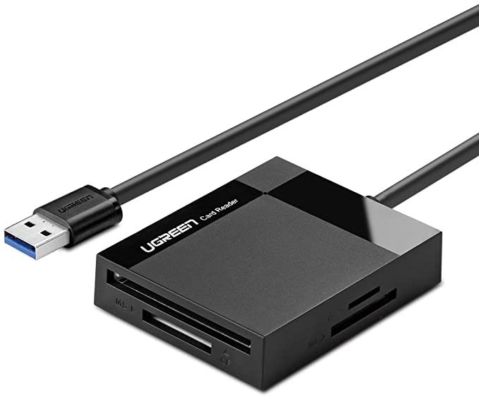 UGREEN USB 3.0 Kartenleser 4 in 1 Kartenlesegerät für SD/CF/TF/MS Card Reader mit parallelem Zugriff auf 4 Slots USB Lesegerät Adapter für SD, CF, Micro SD, SDHC, SDXC, Micro SDHC, Micro SDXC, MS usw