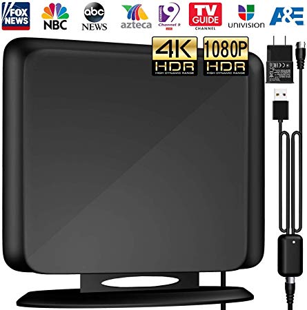 [Newest Version] Amplified HD Digital TV Antenna 120Miles Long Range -Support 4K/1080p Fire tv Stick and All Older TV's Indoor Powerful HDTV Amplifier Signal Booster - 13ft Coax Cable/AC Adapter