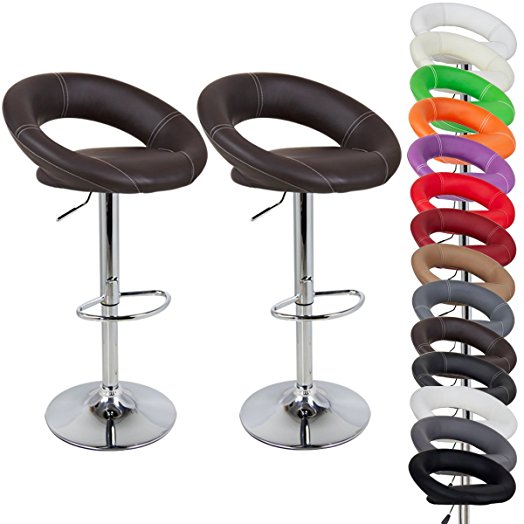 Woltu 9196 2 Set Faux Leather Bar Stools Brown Swivel bar stools kitchen stools breakfast bar stools Gas Lift Adjustable Seat height:62 to 84cm