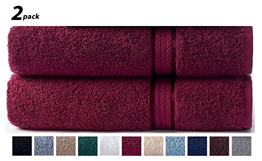 Cotton Craft Ultra Soft 2 Pack Oversized Extra Large Bath Sheet 35x70 Burgundy weighs 33 Ounces - 100% Pure Ringspun Cotton - Luxurious Rayon trim - Ideal for everyday use - Easy care machine wash