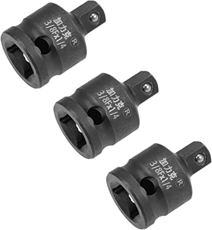 uxcell 3 Pcs 3/8 Inch Drive (F) x 1/4 Inch (M) Impact Socket Reducer for Ratchet Wrenches, Female to Male, Cr-Mo