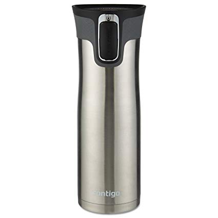Contigo Thermo Travel Cup MADE OF STAINLESS STEEL WITH AUTOMATIC Closure, With Easy Clean Lid, approx. 450 grams, Stainless Steel, Edelstahl, 20 oz.