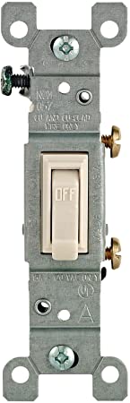 Leviton 1451-2T Framed Grounded Toggle Switch, 120 V, 15 A, 1 P, Count, Light Almond