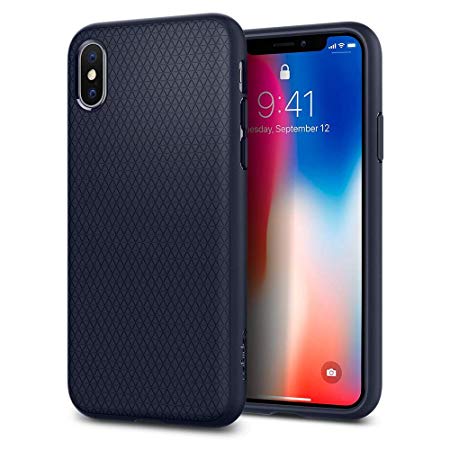 iPhone X Case, iPhone 10 Case, Spigen® [Liquid Air] iPhone X Case Cover with Durable Flex and Easy Grip Design for iPhone 10 (2017) - Midnight Blue - 057CS22124