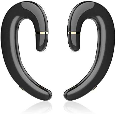 Efanr Ear-Hook Wireless Headset, 5.0 Bone Conduction Headphones with Mic, Lightweight Noise Cancelling 6 Hrs Playtime Wireless Painless Wearing Earphones for Android/iPhone Smart Phones (Black)