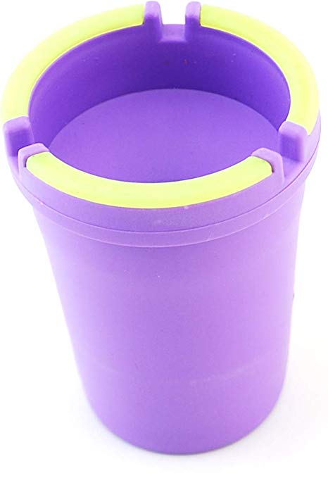 VIP Home Essentials Stub Out Glow in The Dark Cup-Style Self-Extinguishing Butt Bucket Ashtray (Purple, Regular)