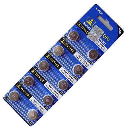 Tianqiu 10Pcs Ag13 Lr44 357 Sr44Sw Alkaline Battery