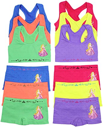 ToBeInStyle Girl's Pack of 6 Set of Racerback Bras and Boyshorts or Bikinis