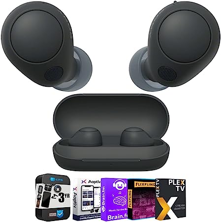 Sony WF-C700N Truly Wireless in-Ear Headphones, Black Bundle with Tech Smart USA Audio Entertainment Essentials Bundle and 3 YR CPS Enhanced Protection Pack