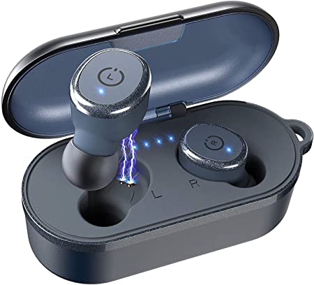 TOZO T10 Bluetooth 5.0 Wireless Earbuds with Wireless Charging Case IPX8 Waterproof TWS Stereo Headphones in Ear Built in Mic Headset Premium Sound with Deep Bass for Sport Blue