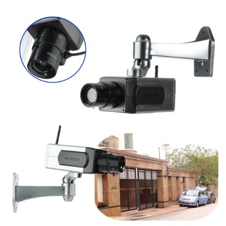 INSMA Fake Wireless Rotation Surveillance Dummy PTZ IP Motion Sensor Security Camera silver