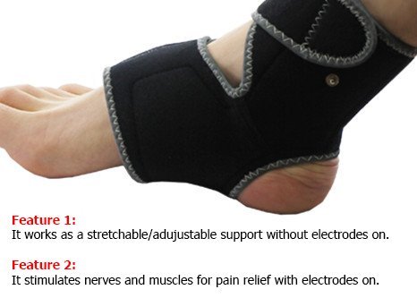 HealthmateForever Conductive Ankle Brace / Support / Wrap, Stretchable and Adjustable for HealthmateForever TENS units Electrotherapy Devices